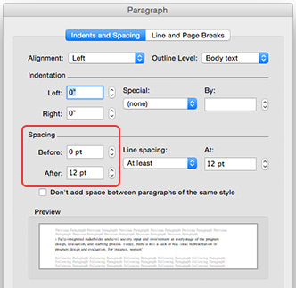 Word Paragraph Spacing