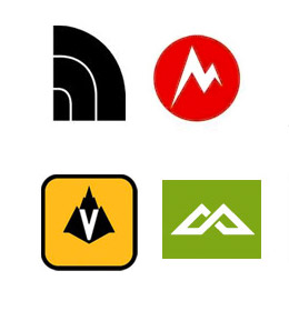 Various logos that include mountains