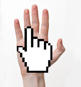 Cursor icon on top of an actual hand