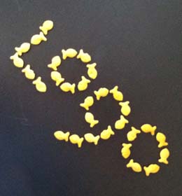 Logo spelled out with goldfish