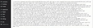 Screenshot of messy code in a WordPress text editor