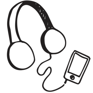 sketch of headphones plugged into mp3 player