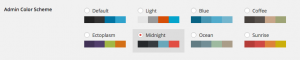 Wordpress admin color scheme options
