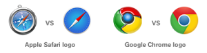 Comparison of flat logos and skeuomorphic logos