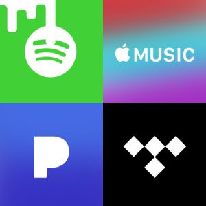 Spotify, Apple Music, Pandora, and Tidal