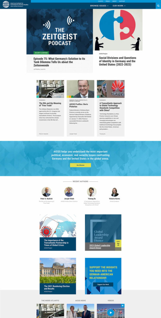 AICGS homepage design.