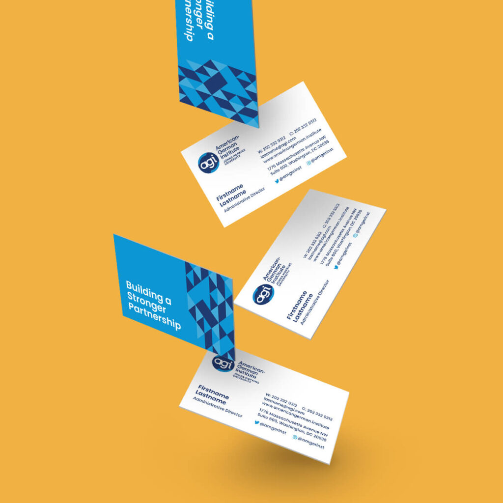 Set of falling business cards