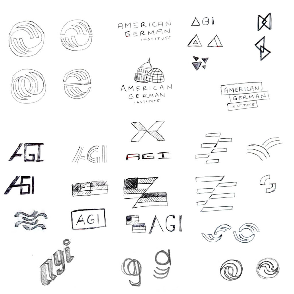 Logo sketches for OB9's redesign / rebranding for AGI