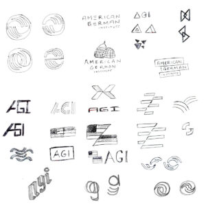Logo sketches for OB9's redesign / rebranding for AICGS