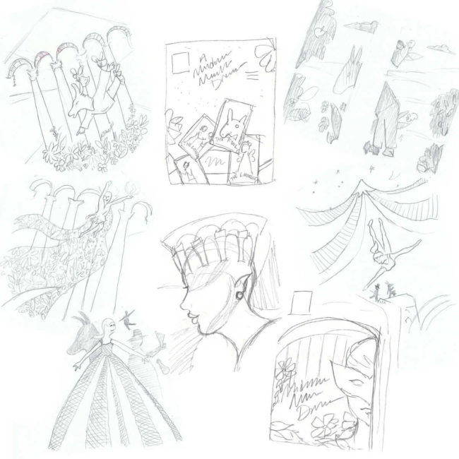 Sketches created by ob9 for Midsummer Night's Dream theme artwork