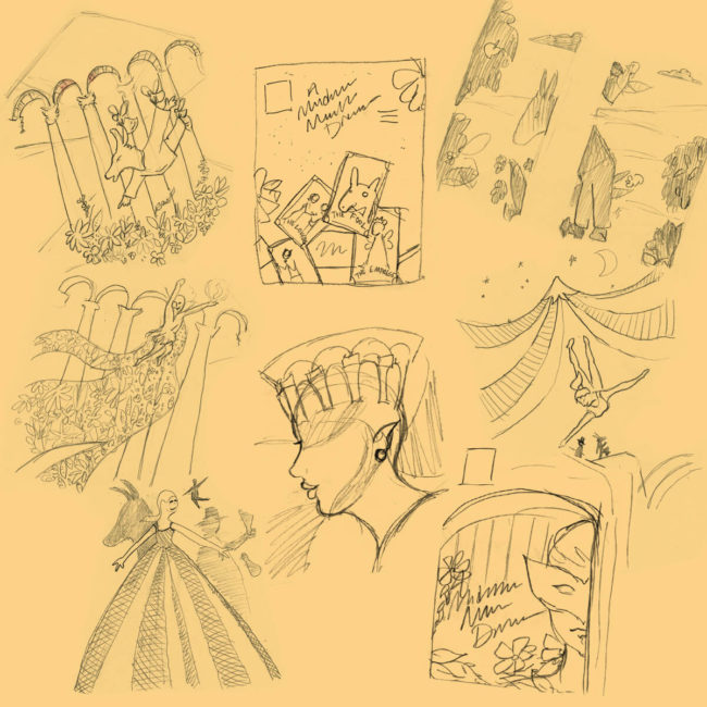 Sketches created by ob9 for Midsummer Night's Dream theme artwork