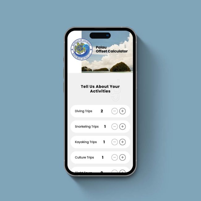 Palau Carbon Calculator on an iPhone