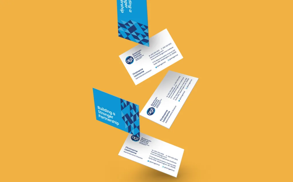 Business card design, multiple business cards falling down