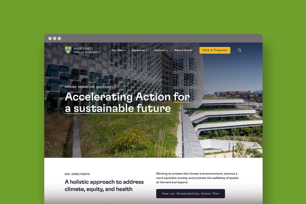 Website for Harvard Office of Sustainability