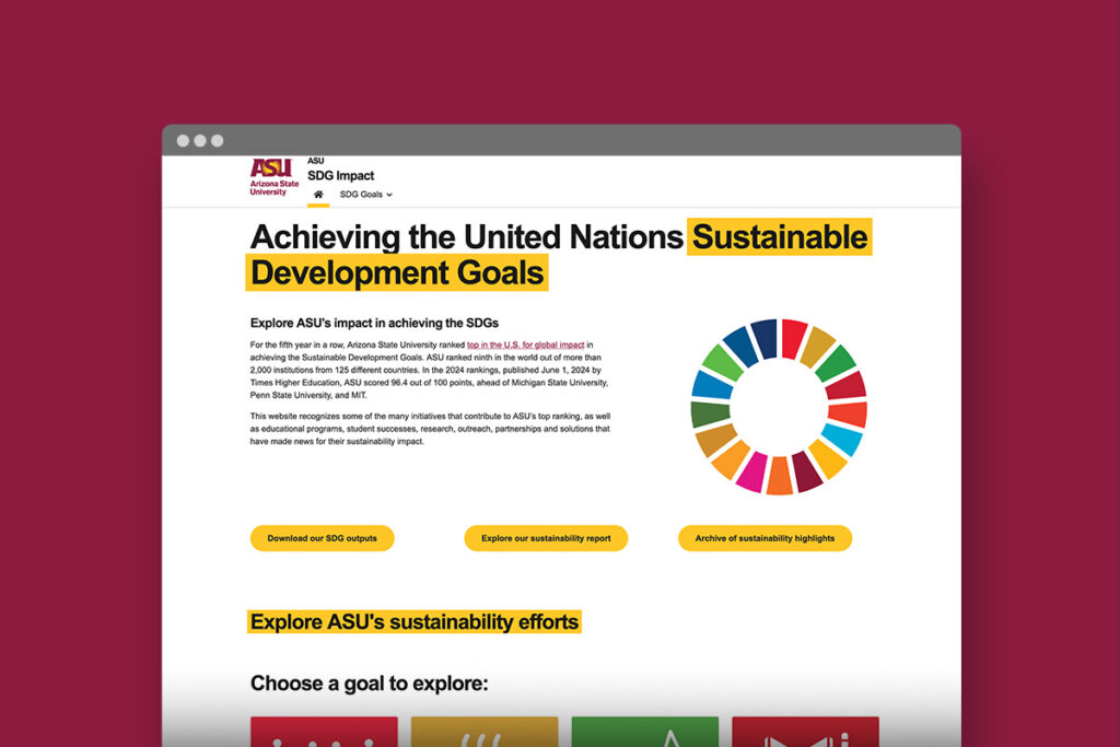 Arizona State College Sustainability Website Screen