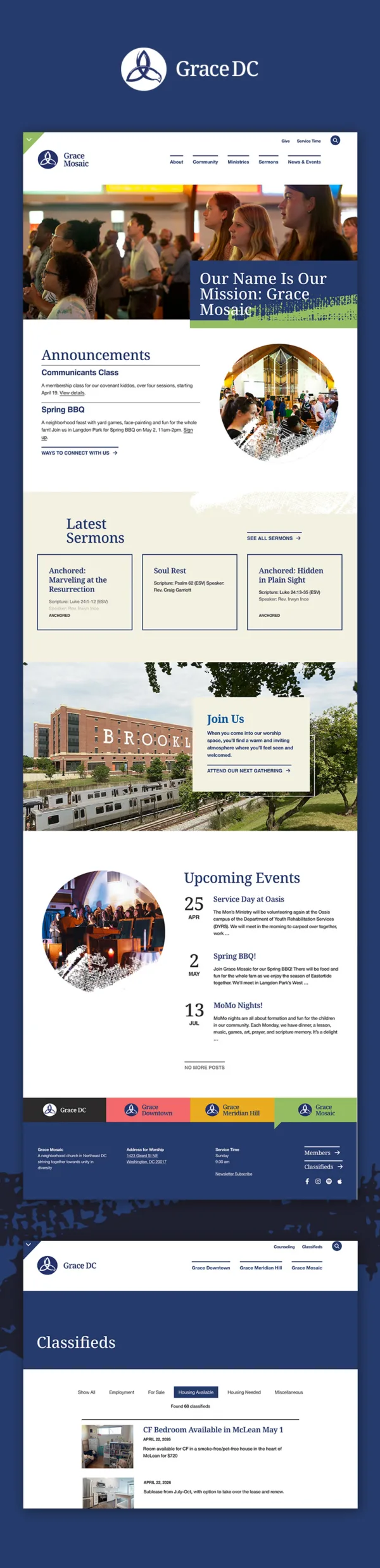 multi-site church website design: Grace DC
